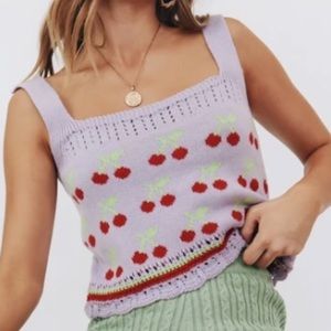 Verge Girl purple cherry crochet knit tank top
Scents of summer knit top